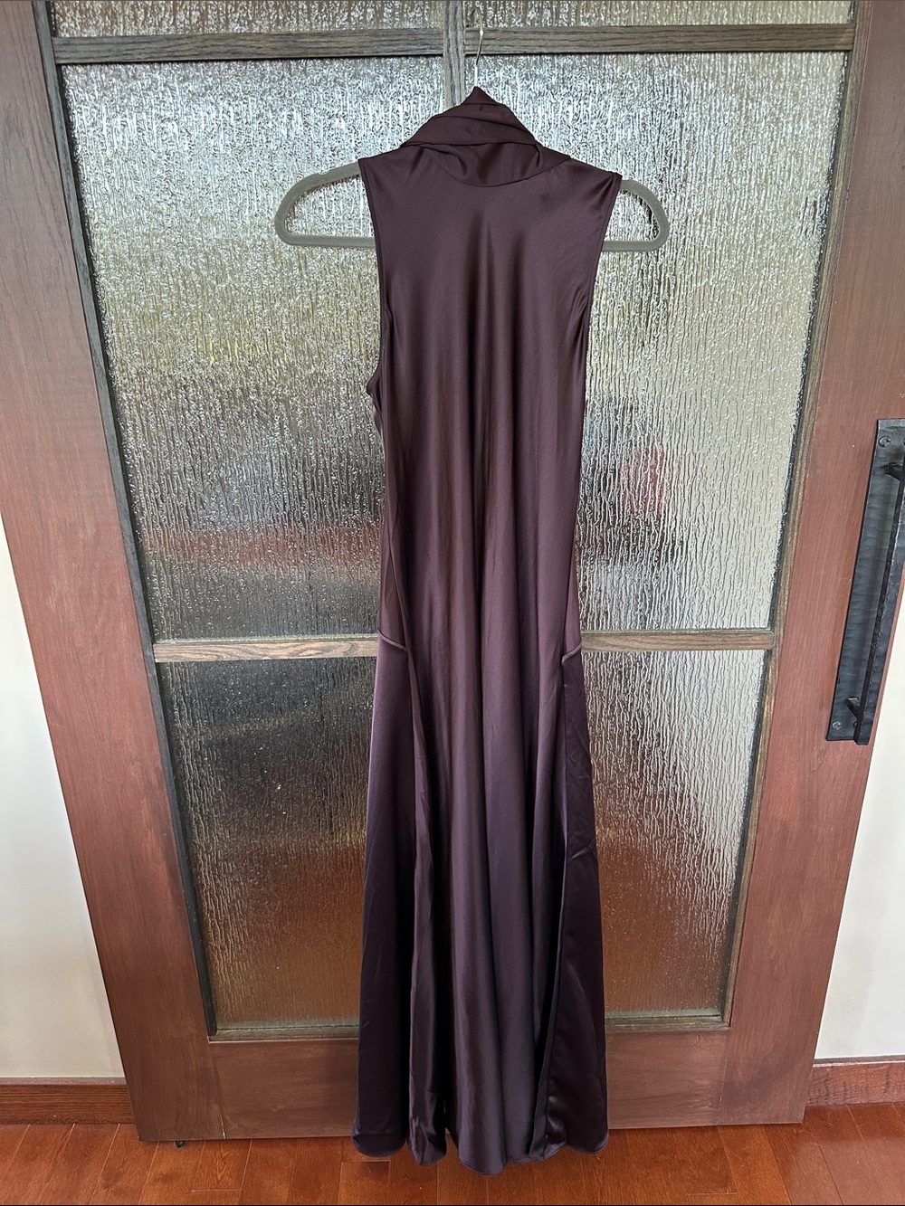 REISS Fae Satin Cape Maxi Dress Elegant Wine Satin Cape Gown size 6. - Picture 8 of 12